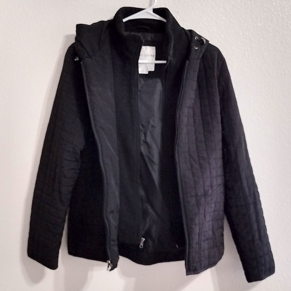 Larry Levine Sport Women's Small Black Quilted Hooded Zippered Jacket - Picture 4 of 14